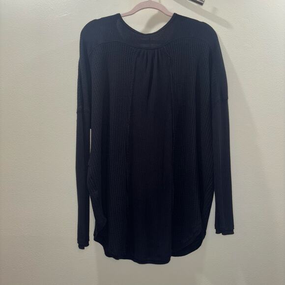 Free People Leo Henley Waffle Knit Top – Black – Size Small (Oversized Fit) - Picture 5 of 14